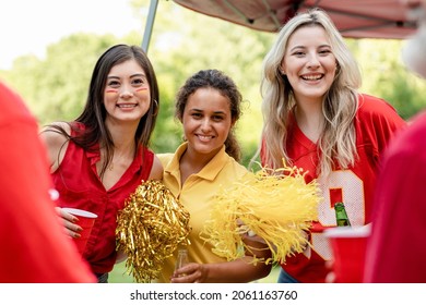 Cheerleaders At A Tailgate Party