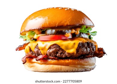 Cheesburger Tasty And Delicious Cheese Burger, Isolated On White Background. Fast Food Restaurant Sandwich - Powered by Shutterstock