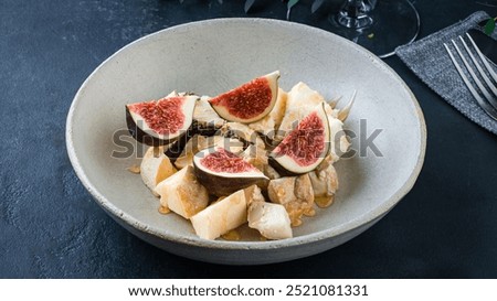 Cheese appetizer selection or wine snack set. Set for wine dorblu cheese, parmesan with honey and figs.