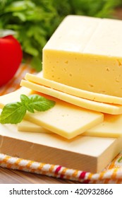 Cheese with basil and vegetables
