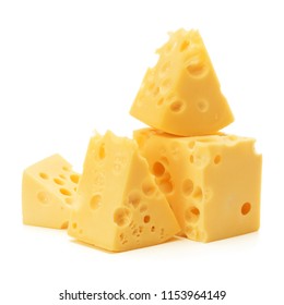 Cheese Block Isolated On White Background Cutout