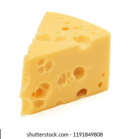 Cheese Block Isolated On White Background Cutout