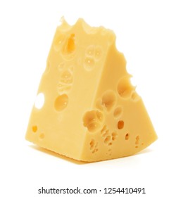 Cheese Block Isolated On White Background Cutout