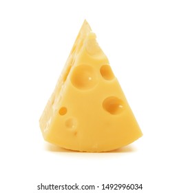 Cheese Block Isolated On White Background Cutout