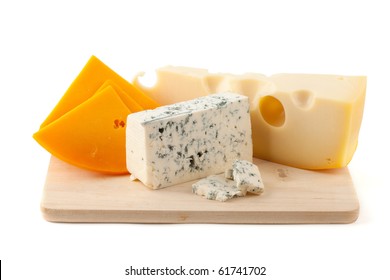 Cheese Board. Isolated On White Background