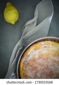 Cheese Cake With Limon. Feodone . Corsica Food. Image With Selected Focus