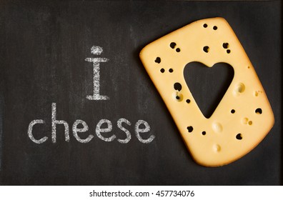 Cheese Chalkboard  With Cheese Heart Shape.