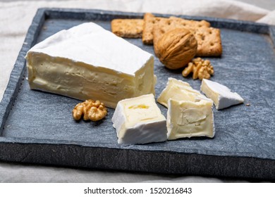 Cheese Collection, Piece Of French Brie Cheese With White Mold Close Up