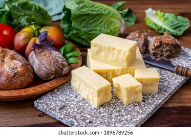 Cheese Collection, Pieces Of Aged British Cheddar Cheese Close Up