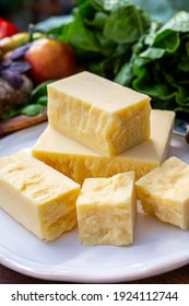 Cheese Collection, Pieces Of Aged British Cheddar Cheese Close Up