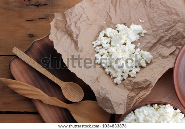 Cheese Cottage Cheese Cream Clay Pots Stock Photo Edit Now