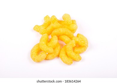 Cheese Curls Isolated On A White Background 