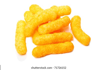 Cheese curls isolated on a white background