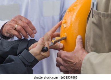 Cheese Degustation At Traditional Cheese Market In Alkmaar Netherlands