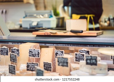 Cheese At The Deli Counter Waiting To Be Sold