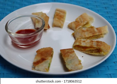 Cheese Dosa Served As Bites,  South Indian Food