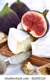 Cheese and figs on a table
