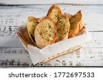 Cheese garlic bread in basket