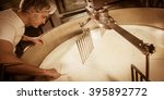 Cheese maker -Traditional cheese making at a creamery,