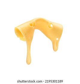 cheese with melted blob isolated on white background