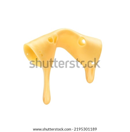 cheese with melted blob isolated on white background
