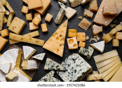 Cheese Plate On Black Table, Top View