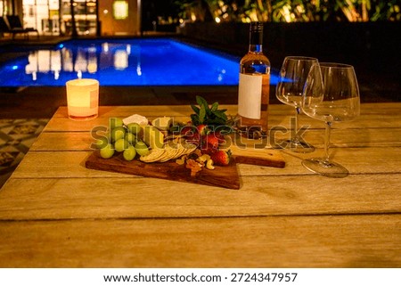 Cheese platter by the pool 