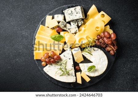 Similar – Image, Stock Photo Cheese variety on the wooden cutting board