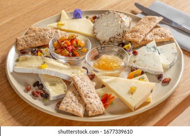 Cheese Platter With Relish, Chutney And Crackers