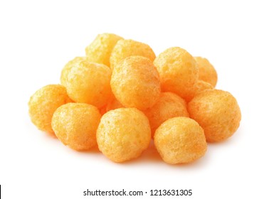 Cheese puff balls isolated on white