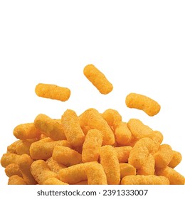 Cheese Puff Corn Chips Isolated on White Background