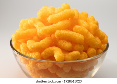 Cheese Puffs In A Glass Bowl, Cheese Doodle Day, Puffcorn