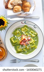 Cheese Ravioli In A Pesto Sauce