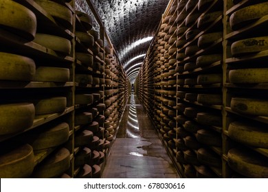 Cheese Refining Cellar In The French Jura