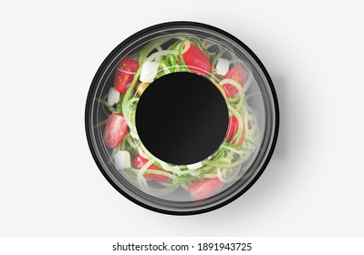 Cheese Salad Food Container With Sticker Mockup