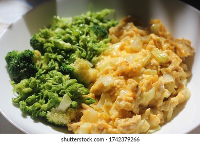 Cheese scramble eggs with fried vegetable - Powered by Shutterstock