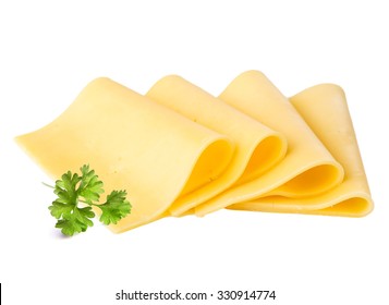 Cheese Slices On White Background