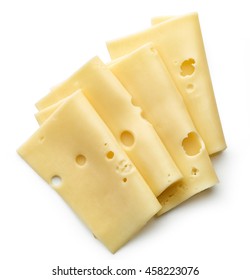 Cheese Slices On White Background, Top View