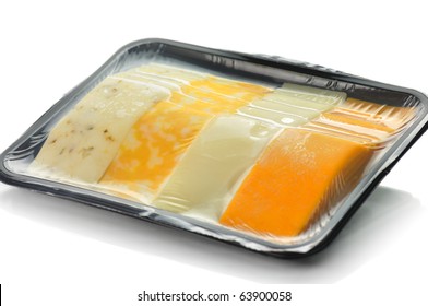 Cheese Tray Slices In A Vacuum Package