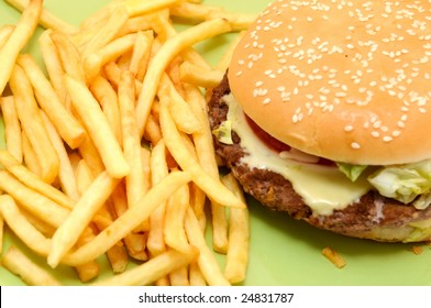 cheeseburger with fries
