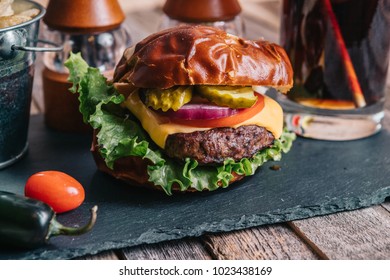 Cheeseburger On A Pretzel Bun