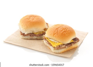 Cheeseburger Sliders On A White Background