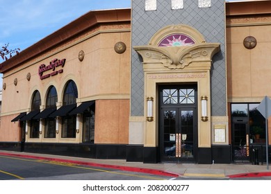 
Cheesecake Factory Restaurant Building Entrance, Burlington Massachusetts USA, November 25 2021