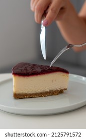 Cheesecake Slice, Close Up Raspberry Cheesecake Slice Selective Focus