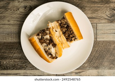 Cheesesteak sandwich on a plate