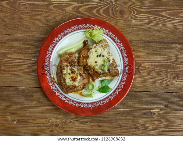 Cheesy Garlic Brown Sugar Pork Chops Stock Photo Edit Now 1126908632