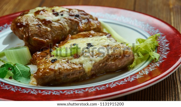 Cheesy Garlic Brown Sugar Pork Chops Stock Photo Edit Now 1131915200