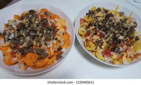 Cheesy Nachos On Plates