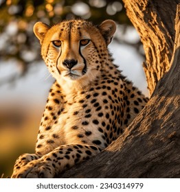 Cheetah Lair: Majestic Beauty on Tree
