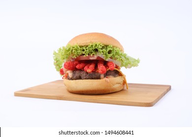 Cheetos Beef Burger On White Background